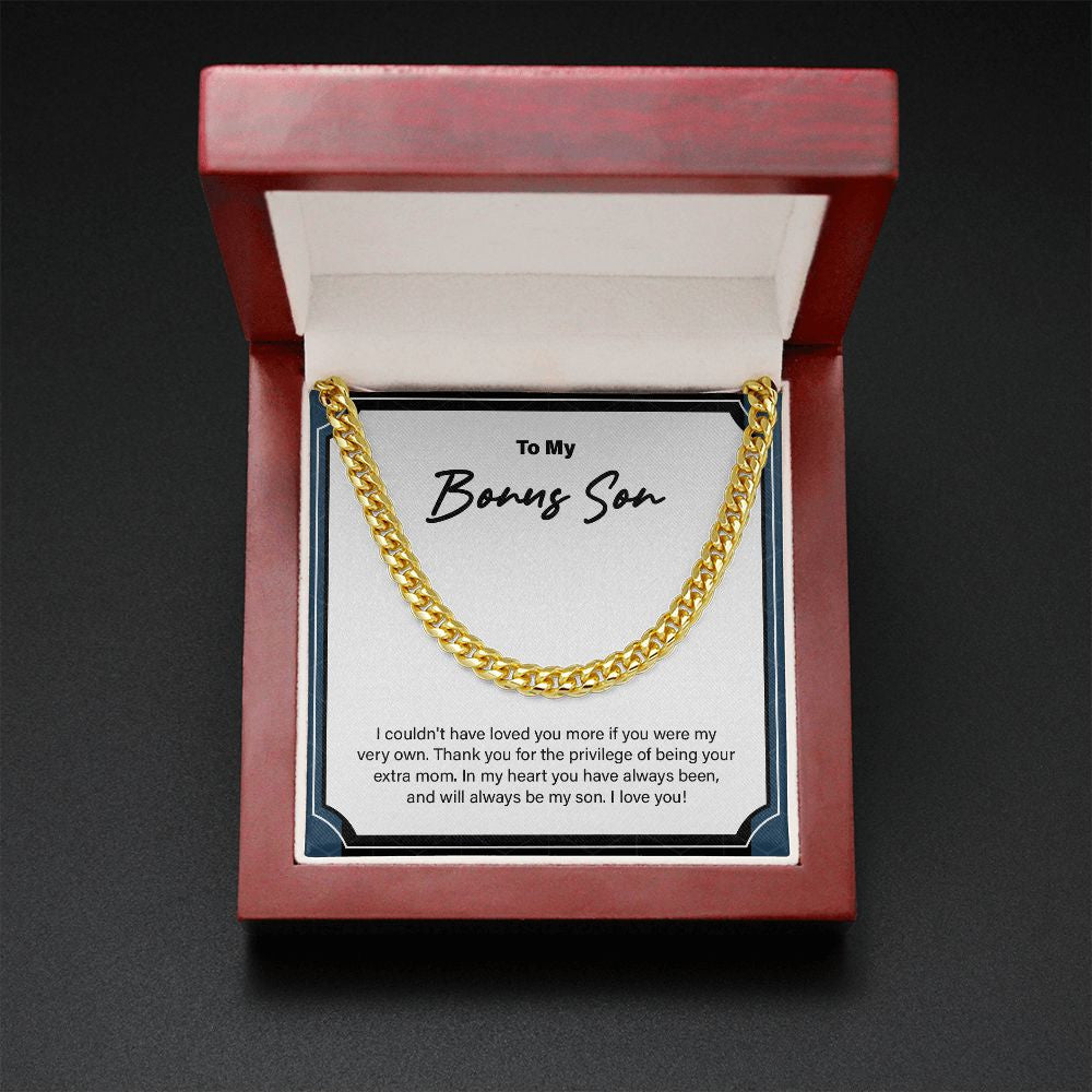 Privilege Of Being An Extra-Mom cuban link chain gold mahogany box led