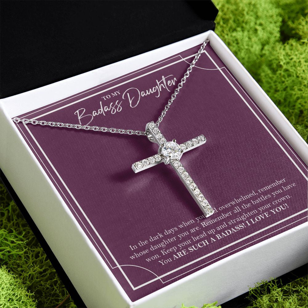 All The Battles You Won cz cross pendant close up