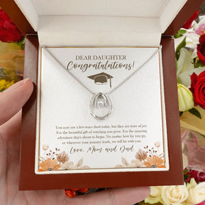 Tears of Joy horseshoe necklace luxury led box hand holding