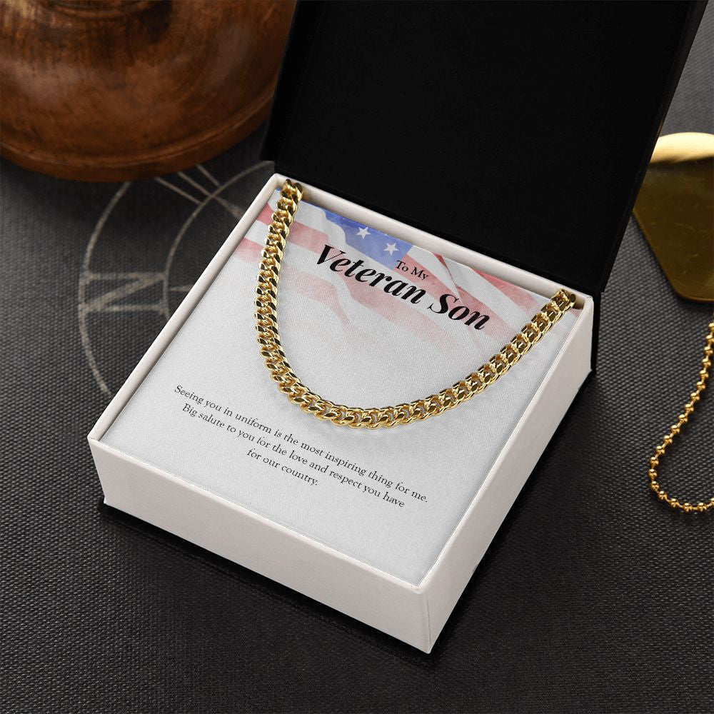 Big Salute To You cuban link chain gold box side view