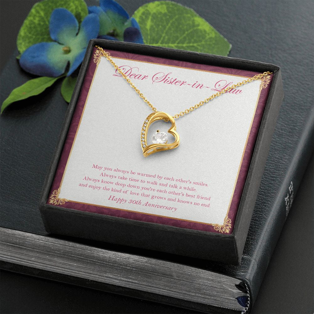 Each Other's Warm Smiles forever love gold necklace front