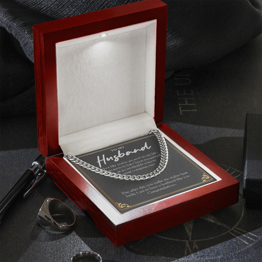 Asset In My Life cuban link chain silver premium led mahogany wood box
