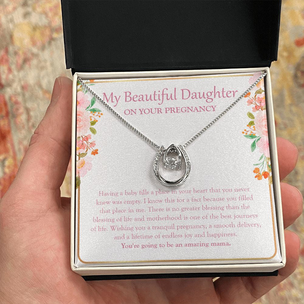 Blessing Of Motherhood horseshoe necklace in hand