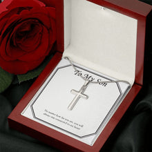 Load image into Gallery viewer, Always Stay Connected stainless steel cross luxury led box rose
