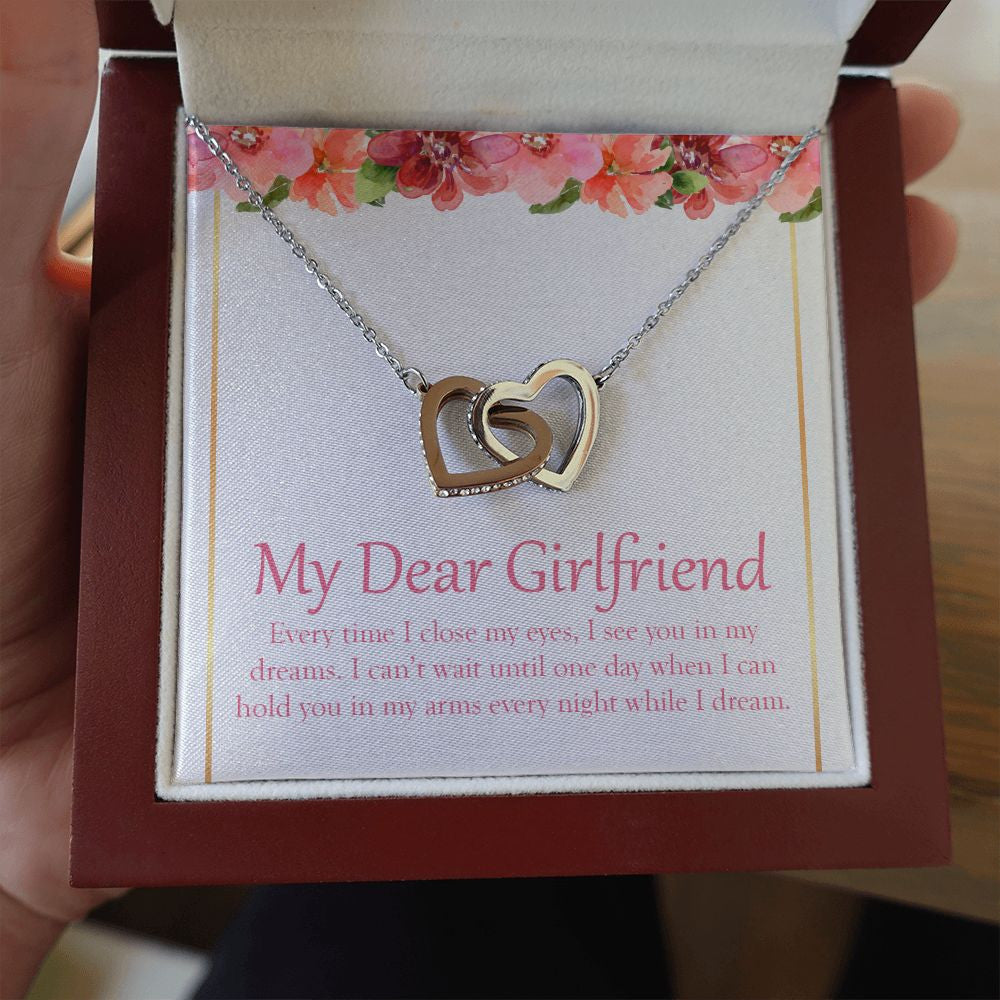 I See You In My Dreams interlocking heart necklace luxury led box hand holding