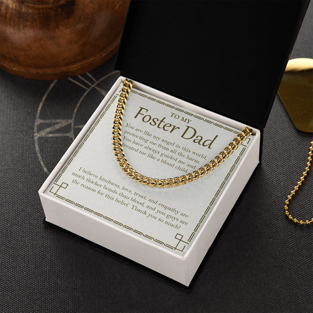 Thicker Bonds Than Blood cuban link chain gold box side view