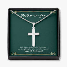 Load image into Gallery viewer, Courage And Strength stainless steel cross necklace front
