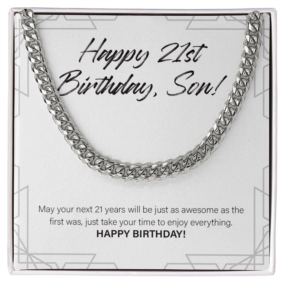 Time To Enjoy Everything cuban link chain silver front