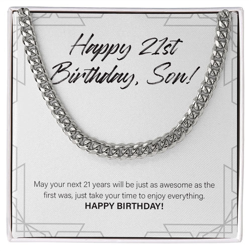 Time To Enjoy Everything cuban link chain silver front