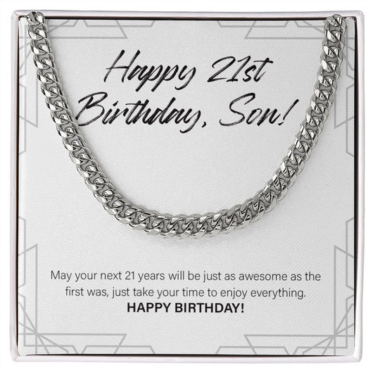 Time To Enjoy Everything cuban link chain silver front