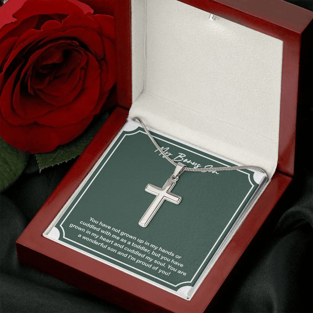 Grown In My Heart stainless steel cross luxury led box rose