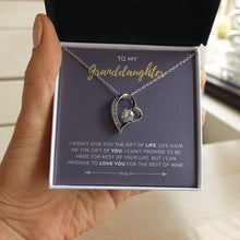 Load image into Gallery viewer, Gift Of You forever love silver necklace in hand
