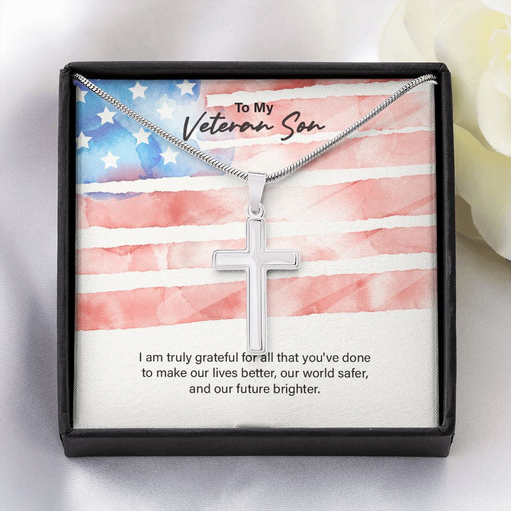 You Make Our Lives Better stainless steel cross yellow flower