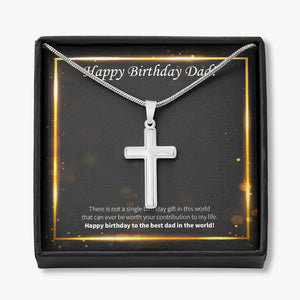 The Best In The World stainless steel cross necklace front
