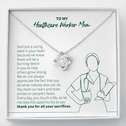 Caring Seed In Your Heart love knot necklace front