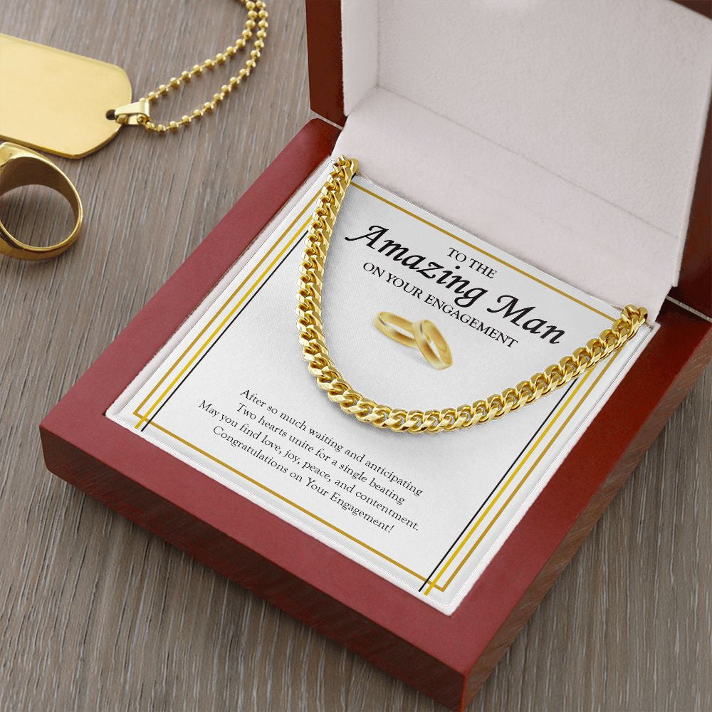 Two Hearts Unite cuban link chain gold luxury led box