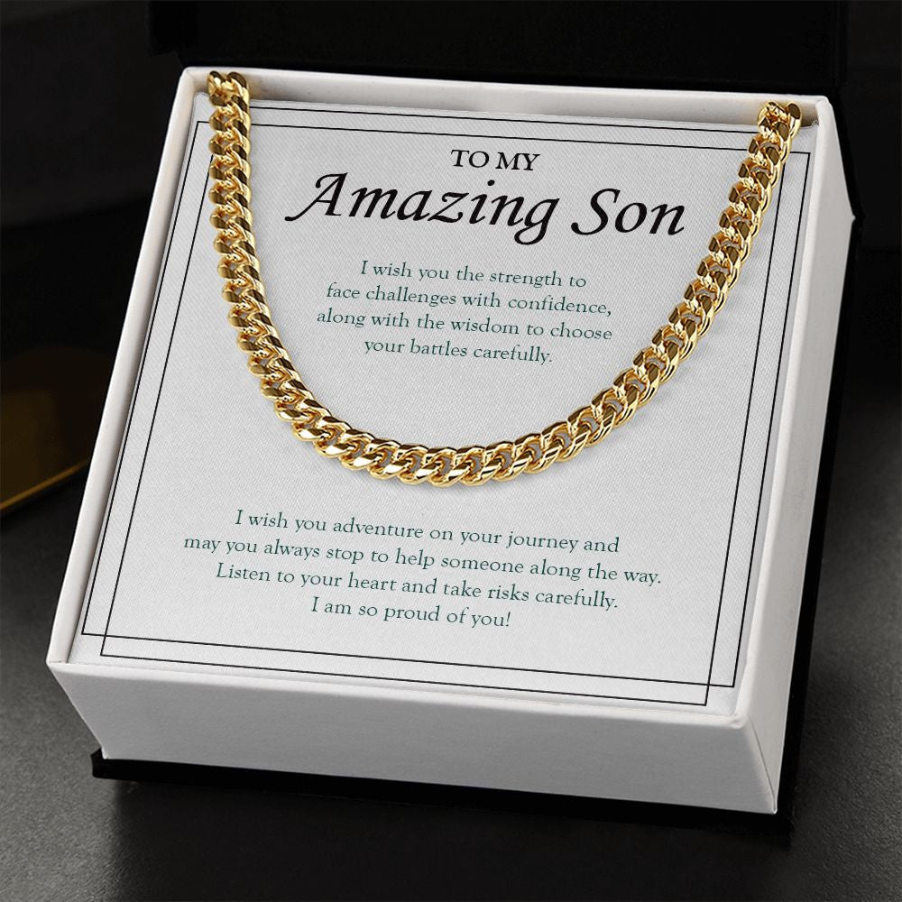 Face Challenges With Confidence cuban link chain gold standard box