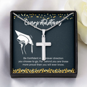 Be Confident stainless steel cross yellow flower