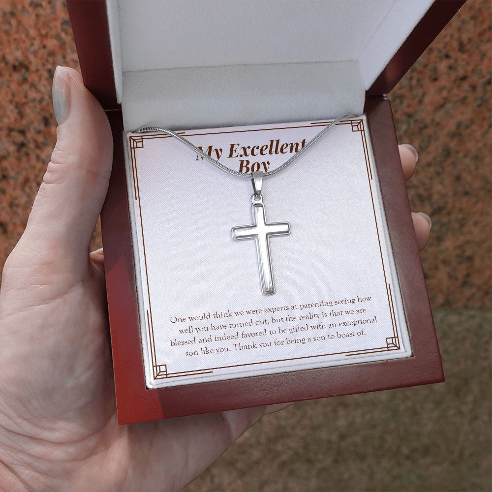 Exceptional Person Like You stainless steel cross luxury led box hand holding