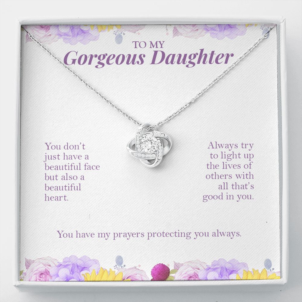 Light Up The Lives love knot necklace front