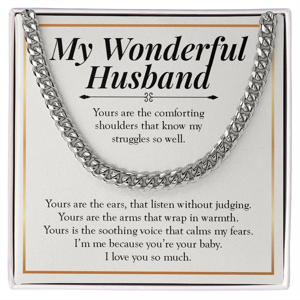 I Am Me Because Of You cuban link chain silver front