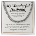 I Am Me Because Of You cuban link chain silver front