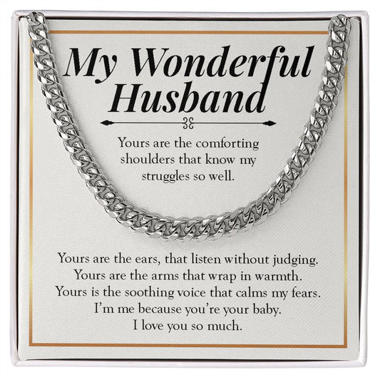 I Am Me Because Of You cuban link chain silver front