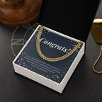 An Extraordinary Leader cuban link chain gold box side view
