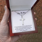 Always There For Me stainless steel cross luxury led box hand holding