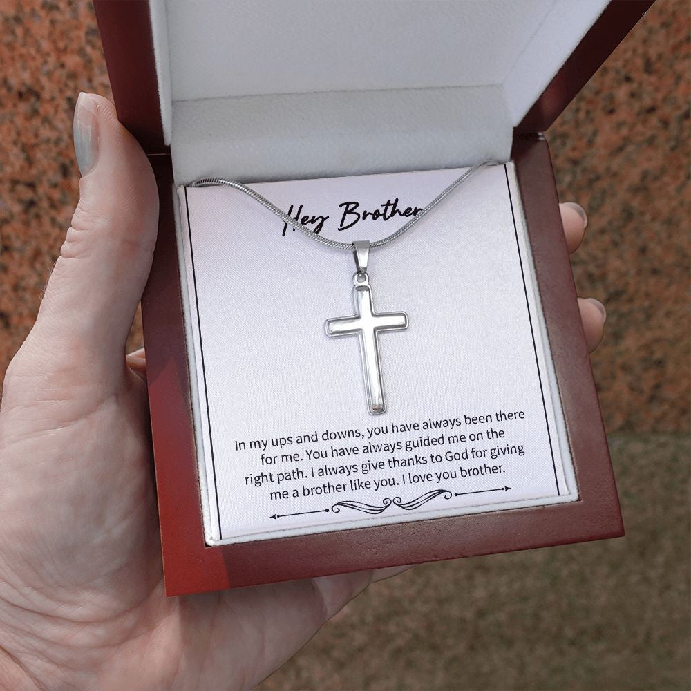 Always There For Me stainless steel cross luxury led box hand holding
