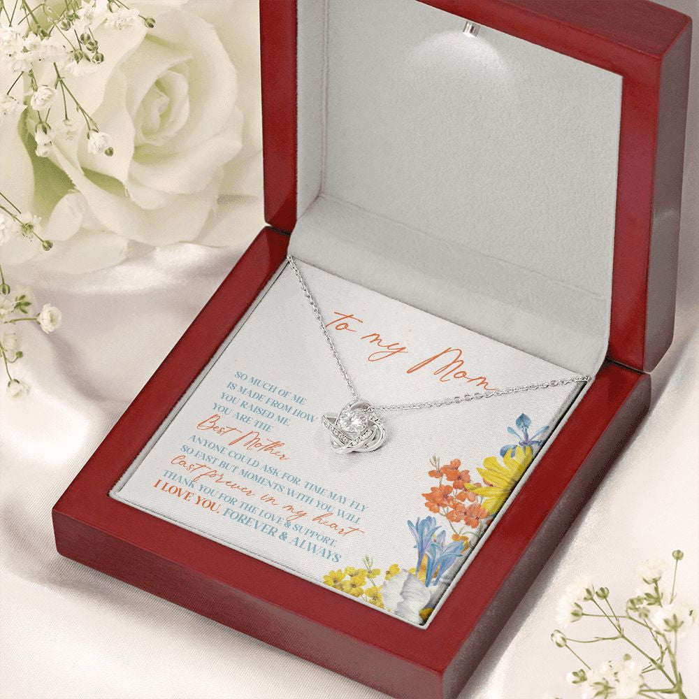 Love and Support love knot necklace premium led mahogany wood box