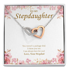 Load image into Gallery viewer, Not A Package Deal interlocking heart necklace front
