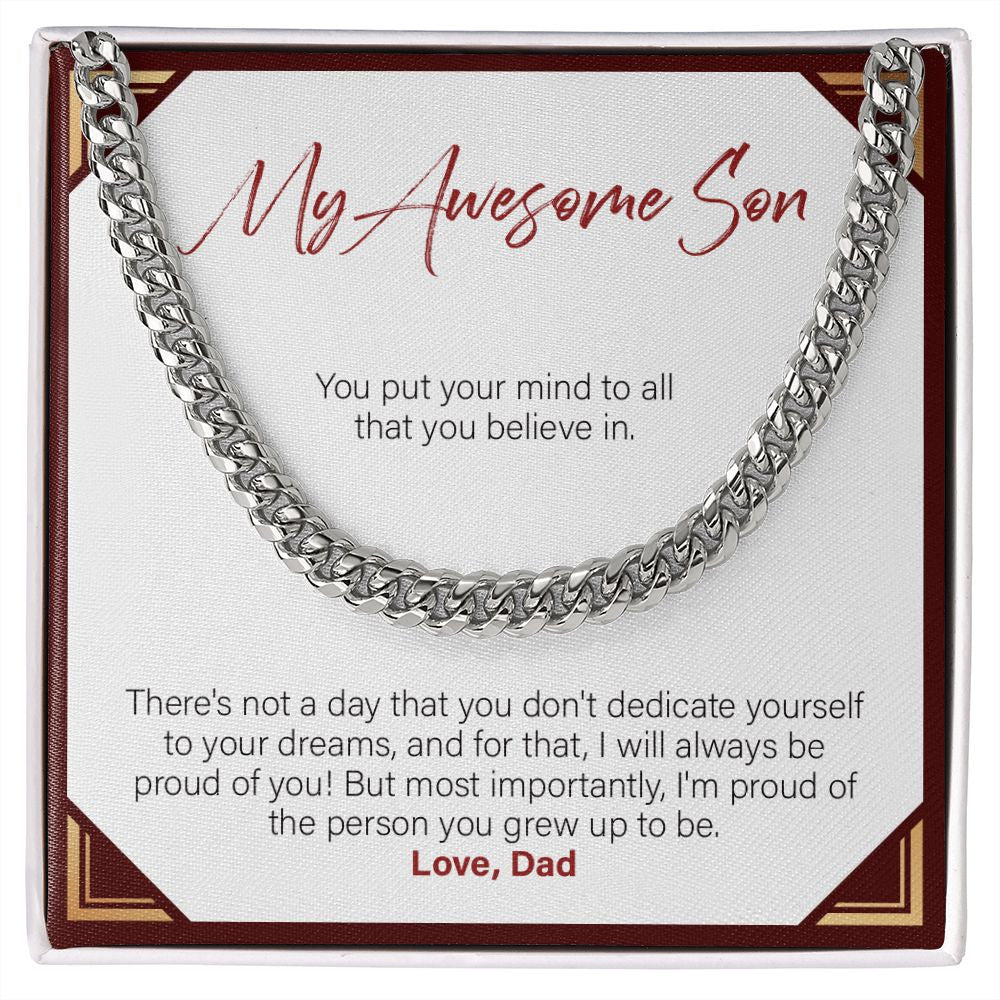 Dedicating Yourself To Your Dream cuban link chain silver front