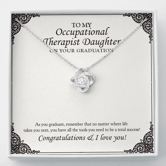 A Total Success love knot necklace front