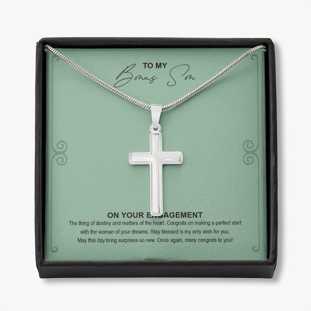 Matters Of The Heart stainless steel cross necklace front