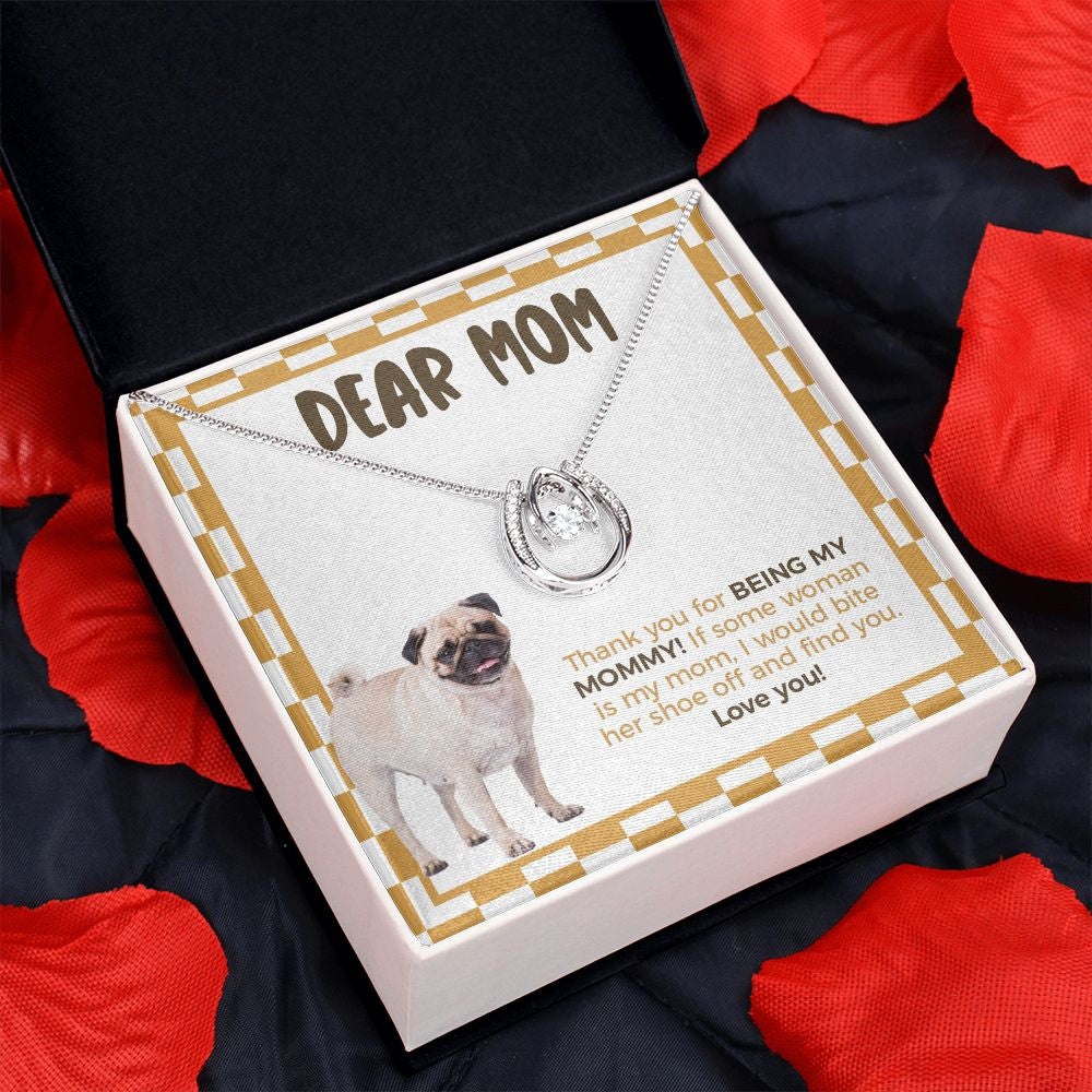 Being my Mommy horseshoe pendant red flower