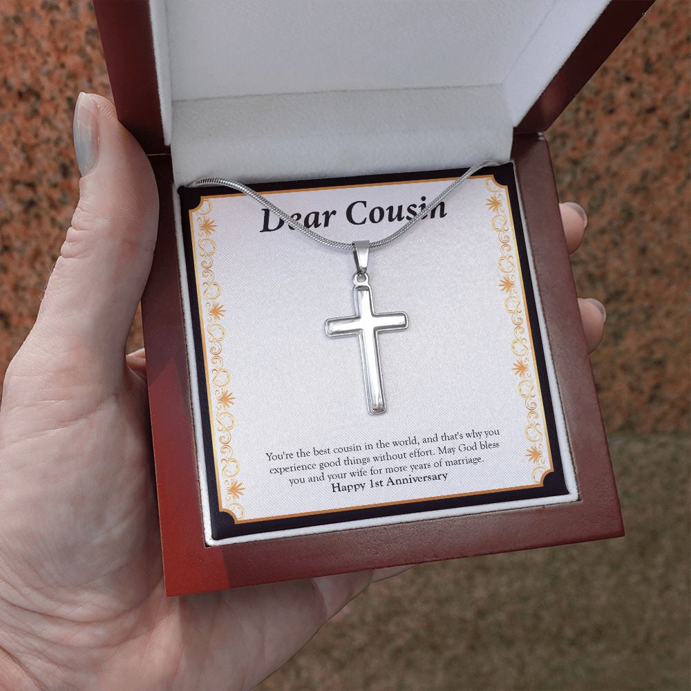 Good Things Without Effort stainless steel cross luxury led box hand holding