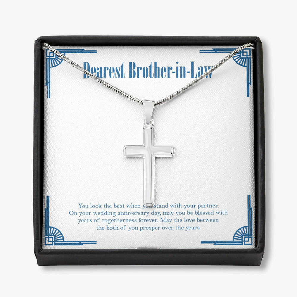 With Years Of Togetherness stainless steel cross necklace front