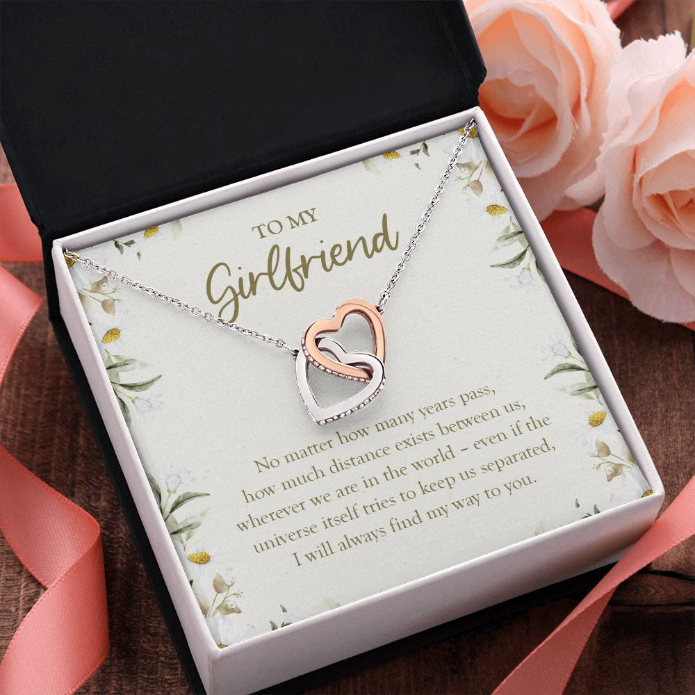 Always Find My Way To You interlocking heart pendant pink flower