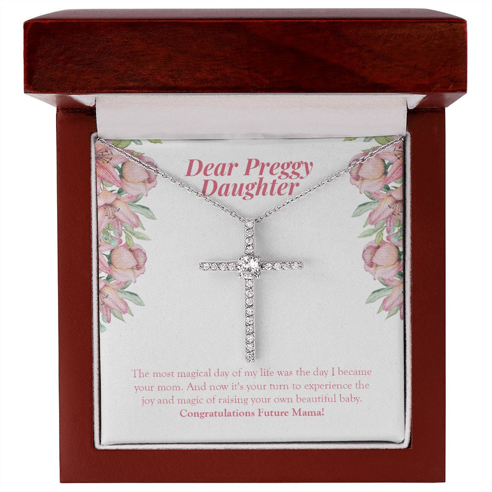 Most Magical Day Of My Life cz cross necklace premium led mahogany wood box