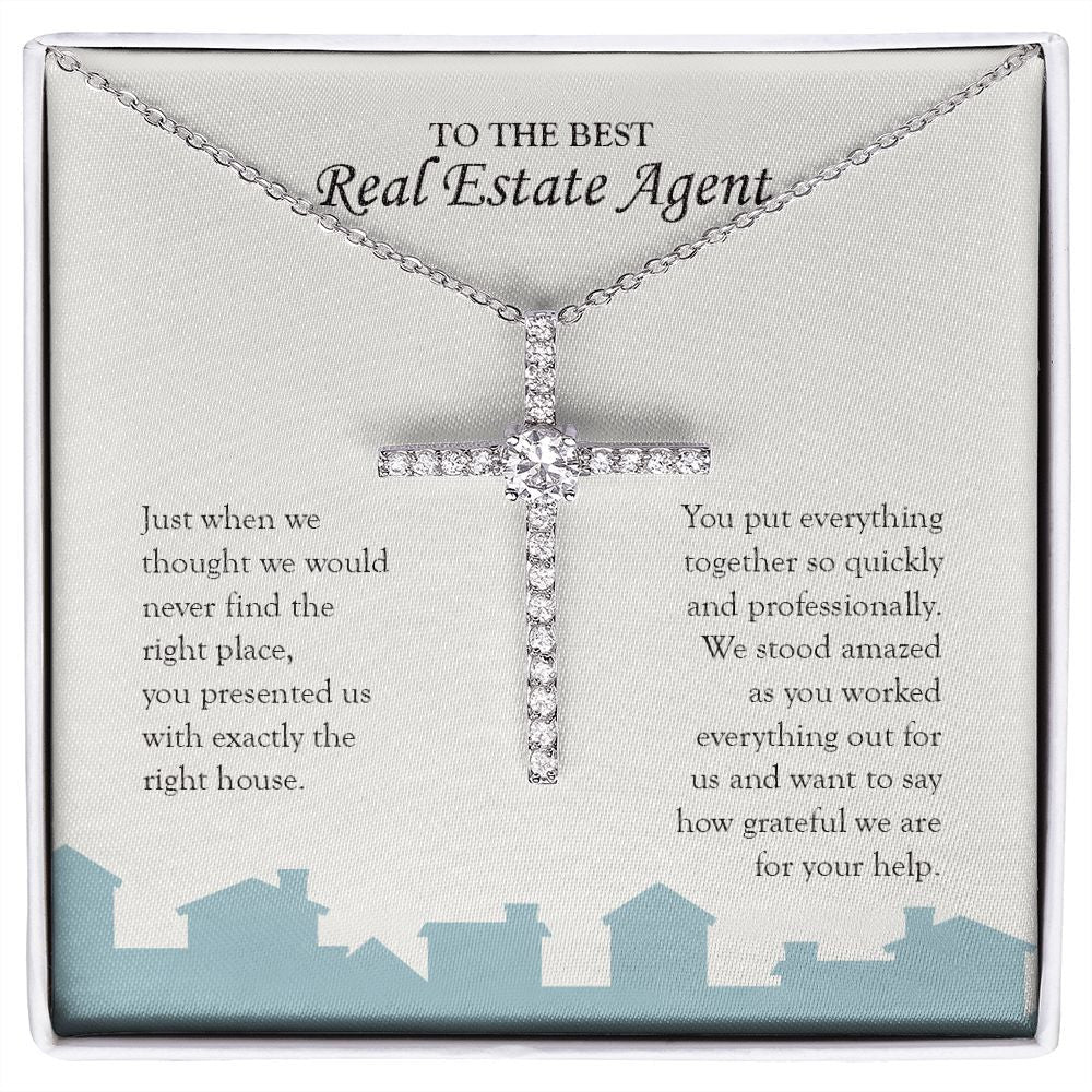Presented the Right House cz cross necklace front