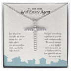 Presented the Right House cz cross necklace front
