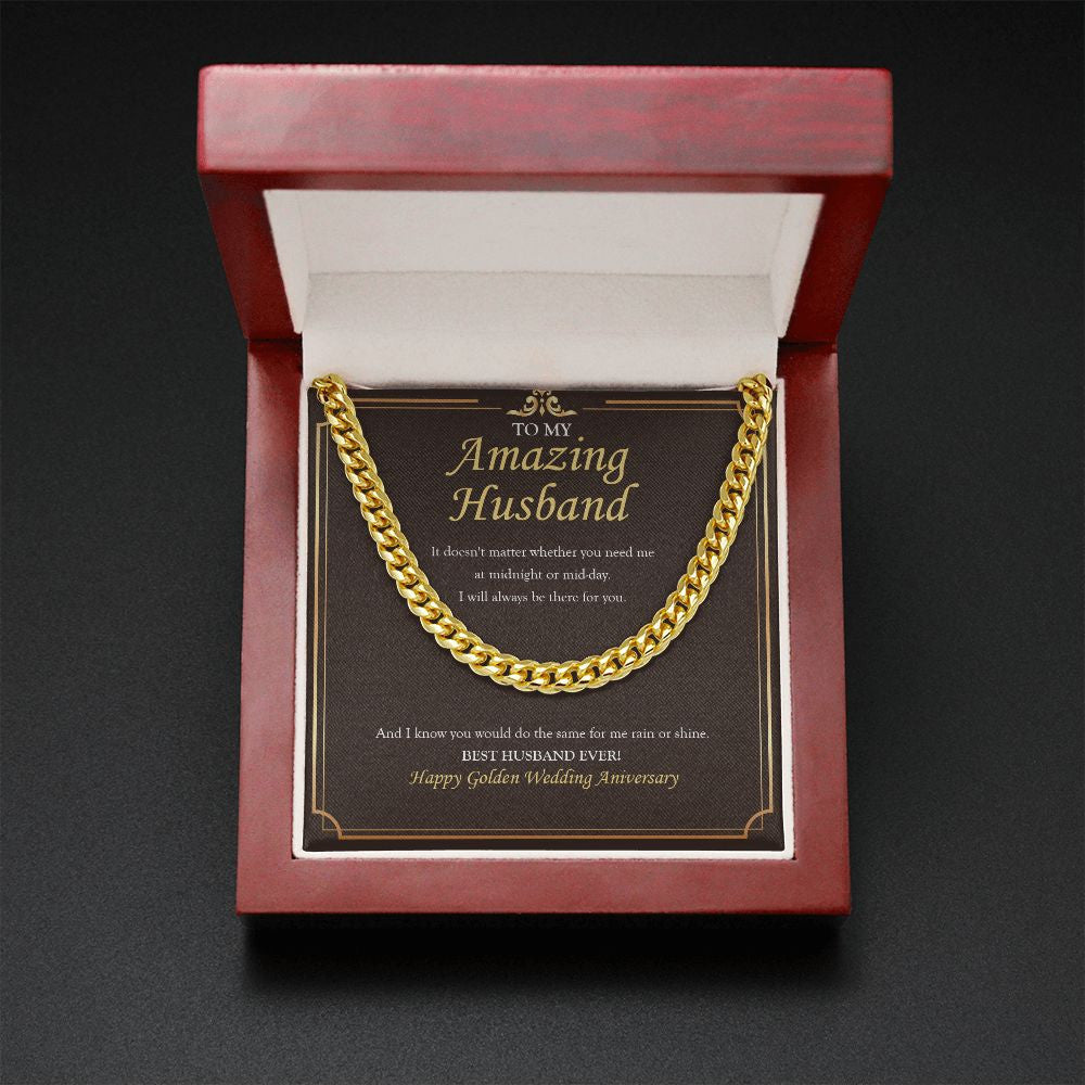 Midnight Or Mid-Day cuban link chain gold mahogany box led