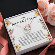 Load image into Gallery viewer, You&#39;re the only one interlocking heart pendant pink flower

