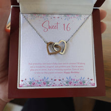 Load image into Gallery viewer, Wonderful, Magical, &amp; Pristine interlocking heart necklace luxury led box hand holding

