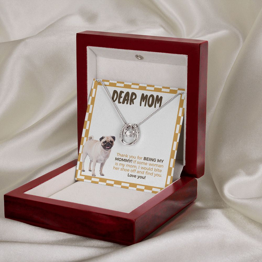 Being my Mommy horseshoe necklace premium led mahogany wood box