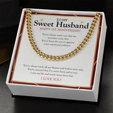 Load image into Gallery viewer, I&#39;ve Never Been Sad To You cuban link chain gold standard box
