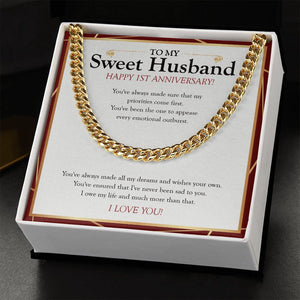 I've Never Been Sad To You cuban link chain gold standard box