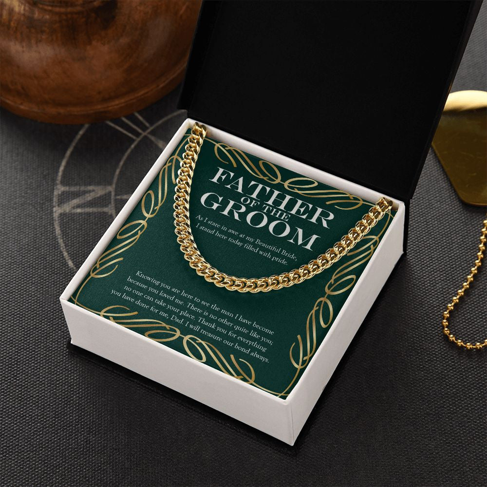 Filled With Pride cuban link chain gold box side view