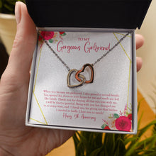 Load image into Gallery viewer, Thank You For Sharing interlocking heart necklace in hand
